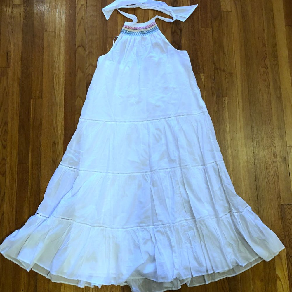 J. Crew white cotton tiered halter maxi NWT